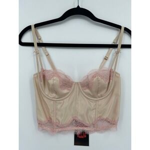 Satin Lace Corset Top Champagne Pink Bustier Small